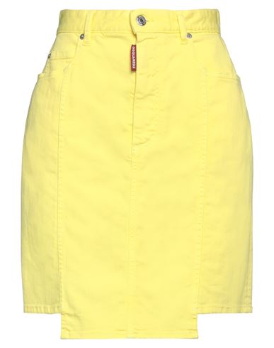 Dsquared2 Woman Denim Skirt Yellow Size 12 Cotton, Elastomultiester, Elastane In Yellow