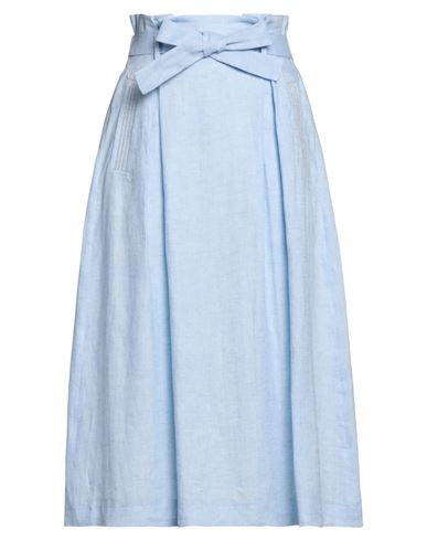 Peserico Woman Midi Skirt Sky Blue Size 10 Linen