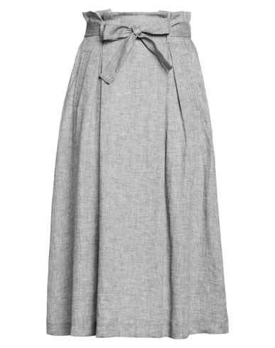 Peserico Woman Midi Skirt Grey Size 12 Linen