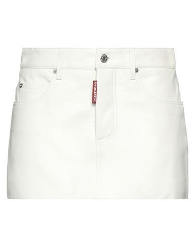 Dsquared2 Woman Mini Skirt White Size 10 Ovine Leather