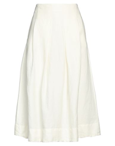 Peserico Easy Woman Midi Skirt Ivory Size 6 Linen In White