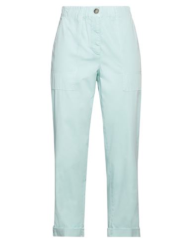 Peserico Easy Woman Pants Turquoise Size 6 Cotton, Elastane In Blue