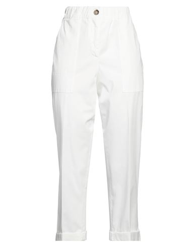 Peserico Easy Woman Pants White Size 8 Cotton, Elastane