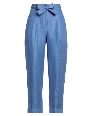 Peserico Woman Pants Blue Size 6 Linen