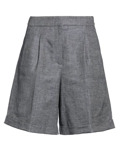 Peserico Woman Shorts & Bermuda Shorts Navy Blue Size 4 Linen