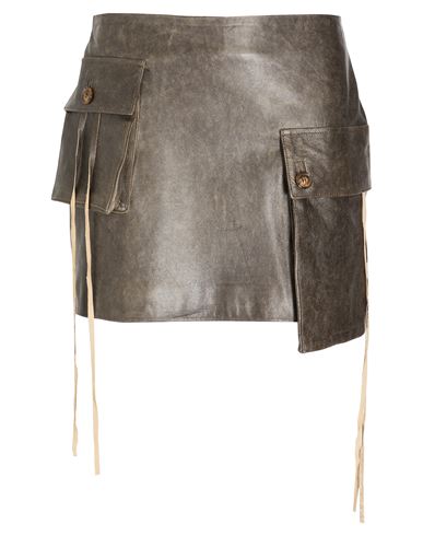 8 By Yoox Washed-effect Leather Mini Skirt W/ Cargo Pockets Woman Mini Skirt Lead Size 12 Lambskin In Grey