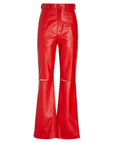 8 By Yoox High-waist Regular Fit Leather Trousers W/ Knee Cut-outs Woman Pants Red Size 12 Lambskin