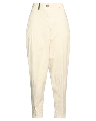 Peserico Woman Pants Cream Size 10 Cotton, Elastane In White