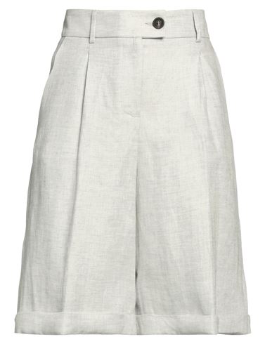 Peserico Easy Woman Shorts & Bermuda Shorts Light Grey Size 6 Linen