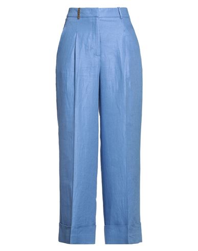Peserico Woman Pants Azure Size 10 Linen In Blue