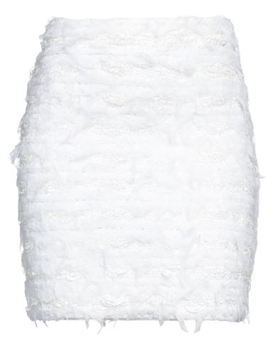 Balmain Woman Mini Skirt White Size 6 Viscose, Polyester, Cotton