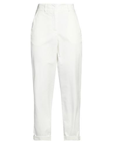 Peserico Easy Woman Pants White Size 14 Cotton, Elastane
