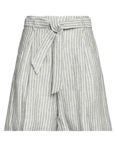 Peserico Easy Woman Shorts & Bermuda Shorts Grey Size 6 Linen