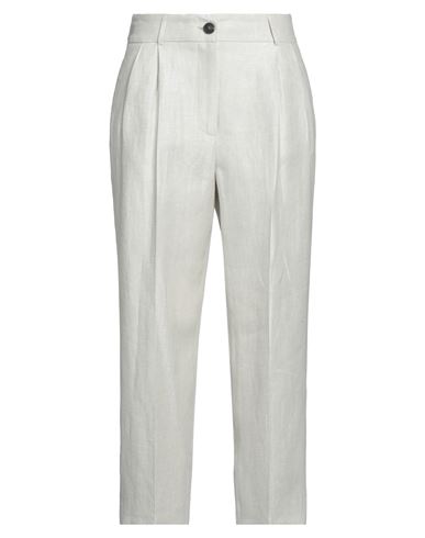 Peserico Easy Woman Pants Light Grey Size 6 Linen