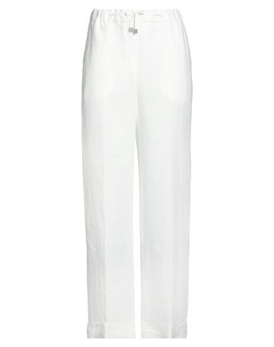 Peserico Easy Woman Pants White Size 8 Linen, Cotton