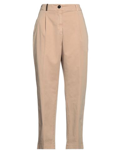 Peserico Woman Pants Sand Size 12 Cotton, Elastane In Beige