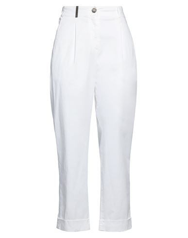 Peserico Woman Pants White Size 6 Cotton, Elastane