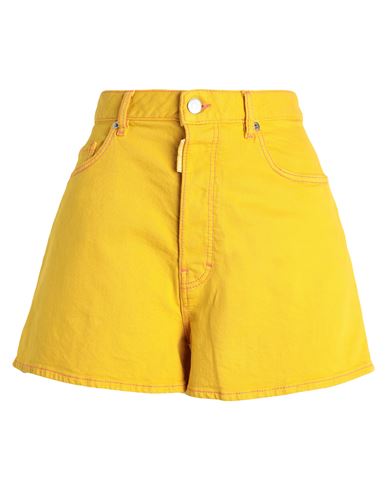 Shop Dsquared2 Woman Denim Shorts Yellow Size 2 Cotton, Elastane