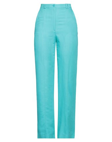 Patrizia Pepe Woman Pants Turquoise Size 6 Viscose, Linen In Blue