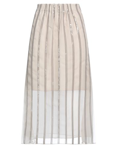 Shop Brunello Cucinelli Woman Midi Skirt Beige Size 10 Silk