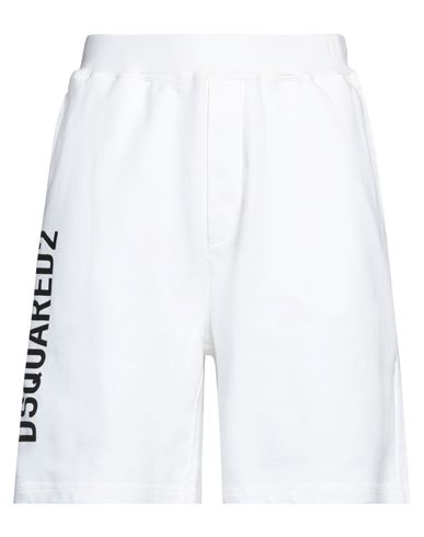 Dsquared2 Man Shorts & Bermuda Shorts White Size L Cotton, Elastane