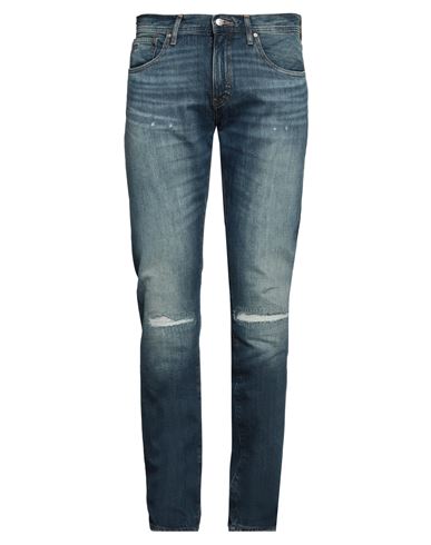 Armani Exchange Man Jeans Blue Size 32 Cotton, Cow Leather
