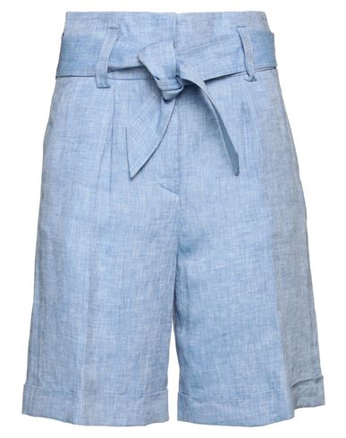 Peserico Woman Shorts & Bermuda Shorts Light Blue Size 6 Linen