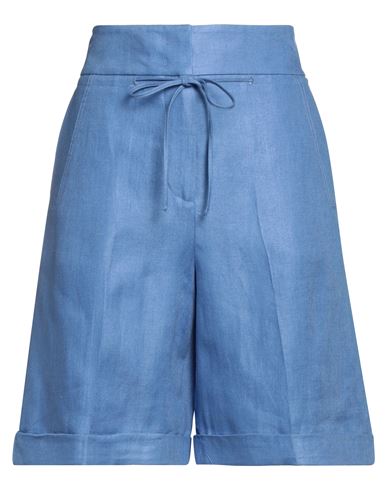 Peserico Woman Shorts & Bermuda Shorts Azure Size 6 Linen In Blue