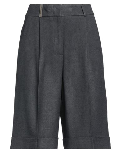 Peserico Woman Shorts & Bermuda Shorts Steel Grey Size 6 Viscose, Linen, Cotton