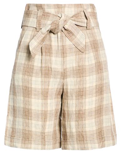 Peserico Woman Shorts & Bermuda Shorts Khaki Size 6 Linen In Sand