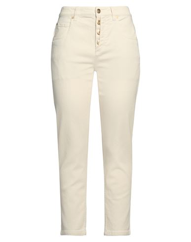 Brunello Cucinelli Woman Jeans Beige Size 14 Cotton, Elastane, Leather, Brass