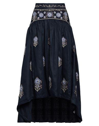 Shop Agua By Agua Bendita Woman Midi Skirt Navy Size Xs Linen In Navy Blue