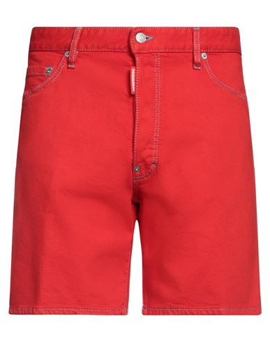 Dsquared2 Man Denim Shorts Red Size 32 Cotton, Elastane