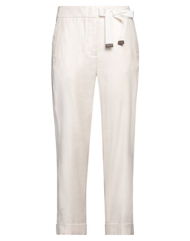 Peserico Woman Pants Off White Size 8 Viscose, Linen, Cotton, Elastane
