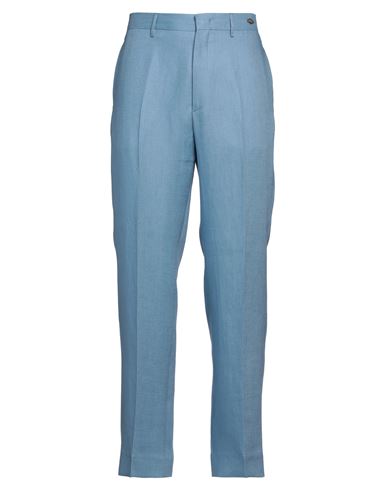 Shop Tagliatore Man Pants Blue Size 32 Linen