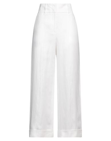 Shop Peserico Easy Woman Pants White Size 4 Linen