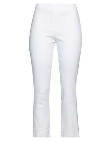 120% Lino Woman Pants White Size 6 Linen, Cotton, Elastane