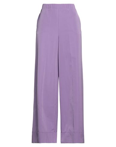 Manila Grace Woman Pants Lilac Size 4 Polyester, Cotton In Purple