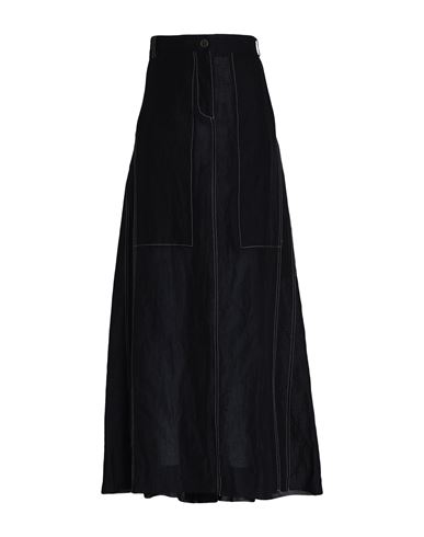 Shop Masnada Woman Maxi Skirt Black Size 4 Cotton, Linen, Polyamide