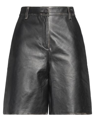 Golden Goose Woman Shorts & Bermuda Shorts Black Size 4 Cow Leather