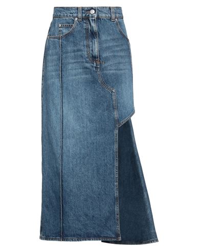 Alexander Mcqueen Woman Denim Skirt Blue Size 8 Cotton, Calfskin