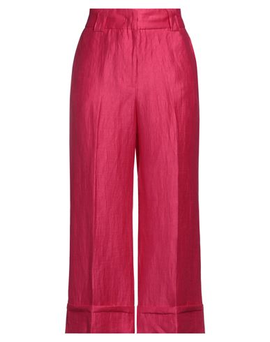 Icona By Kaos Woman Pants Fuchsia Size 8 Linen, Polyamide In Pink