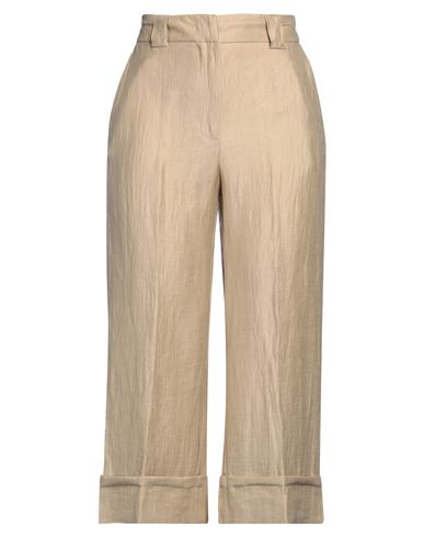 Icona By Kaos Woman Pants Sand Size 6 Linen, Polyamide In Beige