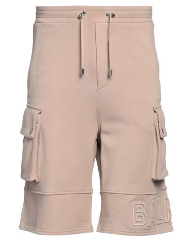 Balmain Man Shorts & Bermuda Shorts Light Brown Size S Cotton, Elastane In Beige