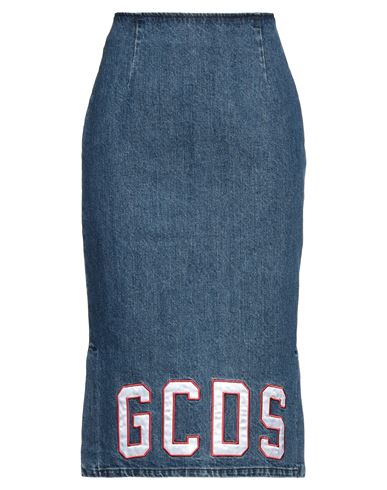 Gcds Woman Denim Skirt Blue Size M Cotton