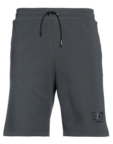 Shop Ea7 Man Shorts & Bermuda Shorts Lead Size 3xl Polyester, Cotton In Grey