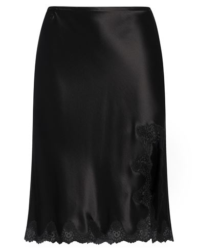 Saint Laurent Woman Midi Skirt Black Size 10 Silk, Polyester, Polyamide, Cotton