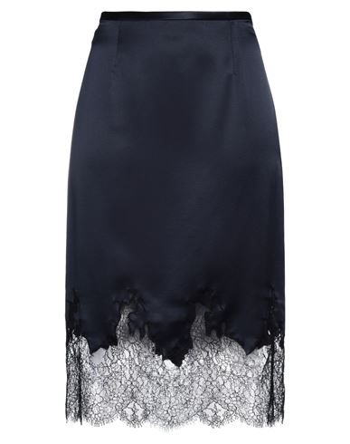 Saint Laurent Woman Midi Skirt Midnight Blue Size 8 Silk, Cotton, Polyamide