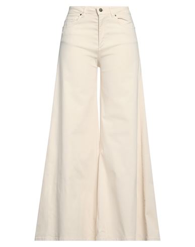 D-exterior D. Exterior Woman Pants Beige Size 8 Cotton, Elastane