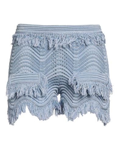 Genny Woman Shorts & Bermuda Shorts Sky Blue Size 4 Cotton, Metallic Fiber